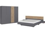 Schlafzimmer-Set RAUCH "Komplettzimmer Komplett Set Schrank 226 cm Bett 160/180 cm LAMELLA", grau (graumetallic, eiche artisan), BASIC + ohne Matratze, B/H: 180cm x 200cm, BASIC, Holzwerkstoff, Schlafzimmermöbel-Sets