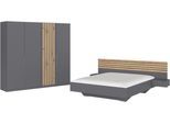 Schlafzimmer-Set RAUCH "Komplettzimmer Komplett Set Schrank 226 cm Bett 160/180 cm LAMELLA", grau (graumetallic, eiche artisan), BASIC + ohne Matratze, B/H: 160cm x 200cm, BASIC, Holzwerkstoff, Schlafzimmermöbel-Sets