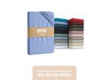 Spannbettlaken OTTO HOME "BLACKBERRY in BASIC und PREMIUM Qualität, 100% Baumwolle", blau (hellblau), B:160cm L:200cm, Jersey (160 g/m²), Obermaterial: 100% Baumwolle, Bettlaken, Spannbettlaken, für hohe Matratzen bis 28 cm, Bettlaken, Spannbetttuch, pflegeleicht, Topseller
