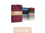 Spannbettlaken OTTO HOME "BLACKBERRY in BASIC und PREMIUM Qualität, 100% Baumwolle", rot (bordeaux), B:200cm L:200cm, Jersey (160 g/m²), Obermaterial: 100% Baumwolle, Bettlaken, Spannbettlaken, für hohe Matratzen bis 28 cm, Bettlaken, Spannbetttuch, pflegeleicht, Topseller