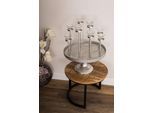Tablett "Muki, silber", silber (silberfarben), B:40cm H:40cm T:46cm, Metall, MYFLAIR MÖBEL & ACCESSOIRES, Tabletts, Dekotablett rund, mit Fuß, Ø 40 cm, mit 8 Teelichthaltern, Wohnzimmer