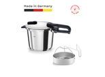 Schnellkochtopf FISSLER "Vitaquick Edition", silber (edelstahl, silber), B:25cm H:18cm L:43,5cm Ø:22cm, Töpfe, Schnellkochtopf, Made in Germany, mit gelochtem Einsatz