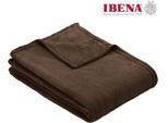Wohndecke IBENA "Uni Fleecedecke Olbia", braun, B:150cm L:200cm, Polyester, Wohndecken, Wohndecke, einfarbig schick, Kuscheldecke