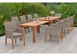 Garten-Essgruppe MERXX "Ranzano", beige (natur, natur, natur), Polyester, Aluminium, Kunststoff, Massivholz, Sitzmöbel-Sets, Garten-Essgruppe, 10 Sessel inkl. Sitzkissen, Ausziehtisch