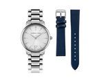 Quarzuhr ISABELLA FORD "SFA1-2", silber, dunkelblau, Armbanduhren, Damen, Quarzuhr