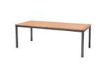 Ambia Garden Gartentisch, Dunkelgrau, Teak, Holz, Metall, Eukalyptusholz, massiv, rechteckig, eckig, 90x74x206 cm, Fsc, Gartenmöbel, Gartentische, Gartentische