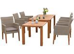 Garten-Essgruppe MERXX "Ranzano", beige (natur, natur, natur), Polyester, Aluminium, Kunststoff, Massivholz, Sitzmöbel-Sets, Garten-Essgruppe, 6 Sessel inkl. Sitzkissen, Ausziehtisch
