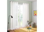 Gardine OTTO HOME "Malin" Gr. 3, weiß (wollweiß), B:140cm H:225cm, Voile, Polyester, Gardinen, Gardine, halbtransparent, Gardine, 2-er Set