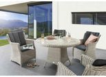 Garten-Essgruppe DESTINY "LUNA 4 Se + Tisch Ø 100x75cm vintage weiß", weiß (vintage weiß), Polyester, Aluminium, Polyester, Polyrattan, Sitzmöbel-Sets, Garten-Essgruppe, Aluminium, Polyrattan