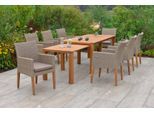 Garten-Essgruppe MERXX "Ranzano", beige (natur, natur, natur), Polyester, Aluminium, Kunststoff, Massivholz, Sitzmöbel-Sets, Garten-Essgruppe, 8 Sessel inkl. Sitzkissen, Ausziehtisch