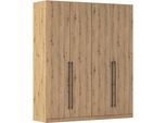 Kleiderschrank OTTO HOME "Mehrzweckschrank Aktenschrank Möbel Mietswohnung Schlafzimmer AVOLA", braun (eiche artisan), B:181cm H:229cm T:54cm, Holzwerkstoff, Schränke, Kleiderschrank, mit hochwertigen Stangengriffen in Schwarz aus Metall MADE IN GERMANY