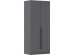 Kleiderschrank OTTO HOME "Mehrzweckschrank Aktenschrank Möbel Mietswohnung Schlafzimmer AVOLA", grau (graumetallic), B:91cm H:197cm T:54cm, Holzwerkstoff, Schränke, Kleiderschrank, mit hochwertigen Stangengriffen in Schwarz aus Metall MADE IN GERMANY