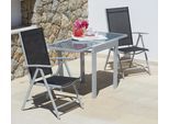 Balkonset MERXX "Lima", schwarz (schwarz, grau), Obermaterial: 100% Polyester, Sitzmöbel-Sets, Balkonset, pulverbeschichtetes Aluminium, aus 100% Polyester, für 2 Personen