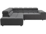 Ecksofa HOME AFFAIRE "Ancona, Ecksofa, incl. Kopfteilverstellung, Breite 249 cm, L-Form", grau (stone), B:249cm H:70cm T:215cm, 100% Polyester, Sofas, Ecksofa, wahlweise elektrische Sitztiefenverstellung