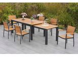 Garten-Essgruppe MERXX "Santorin", grau (graphit, natur), Aluminium, Massivholz, Sitzmöbel-Sets, Garten-Essgruppe
