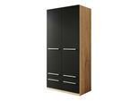 Kleiderschrank PRIESS "Schrank Garderobe Wäscheschrank Barcelona in 5 Breiten", braun (eichefarben artisan, schwarz), B:94cm H:193cm T:54cm, Holzwerkstoff, Schränke, Kleiderschrank, viel Stauraum, geräumige Schubkästen, mit Spiegel, MADE IN GERMANY