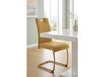 Freischwinger HELA "FLORENZ", gelb (gelb, gelb, gelb), B:43cm H:97,5cm T:61cm, Metall, Polyester, Stoff, Stühle, Freischwinger, Rundrohrgestell Matching Colour, gepolstert, mit Griff