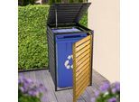 Mülltonnenbox DOBAR "Mülltonnenverkleidung 240 L, schwarz-braun", schwarz, braun, B:77cm H:121cm T:87cm, Massivholz, Aufbewahrungsboxen, Mülltonnenbox, aus robustem lasiertem Fichtenholz