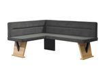 Eckbank HOME AFFAIRE "Laros", grau (anthrazit, dekor eiche ontario), B:182cm H:87,5cm T:141cm, Holzwerkstoff, Massivholz, Sitzbänke, Eckbank, Bezug in verschiedenen Qualitäten und Farben