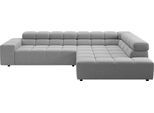 Ecksofa HOME AFFAIRE "Ancona, Ecksofa, incl. Kopfteilverstellung, Breite 319 cm, L-Form", silber, B:319cm H:70cm T:215cm, 100% Polyester, Sofas, Ecksofa, wahlweise elektrische Sitztiefenverstellung