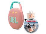 JBL Bluetooth-Lautsprecher "Set: Clip 5 + Strandtasche", pink, B:10,2cm H:6,2cm T:15,3cm, Lautsprecher, Ultra-kompakter wasserdichter Lautsprecher mit Strandtasche, Bluetooth-Lautsprecher