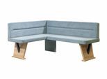 Eckbank HOME AFFAIRE "Laros", blau (türkis, dekor eiche ontario), B:182cm H:87,5cm T:141cm, Holzwerkstoff, Massivholz, Sitzbänke, Eckbank, Bezug in verschiedenen Qualitäten und Farben