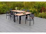 Garten-Essgruppe MERXX "Paxos", grau (graphit, grau, natur), Aluminium, Massivholz, Stoff, Sitzmöbel-Sets, Garten-Essgruppe