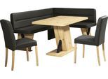 Eckbankgruppe HOME AFFAIRE "Laros Sitzgruppe, Eckbank, Stühle, Tisch", schwarz (schwarz, schwarz, natur), B:182cm H:85cm T:141cm, 70%PES/30% CO, Sitzmöbel-Sets, Eckbankgruppe, perfekt für Küche, Esszimmer, Wohnzimmer, Bestseller