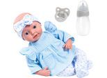 Babypuppe BAYER "Reborn 38 cm blau", blau, Puppen, Baby, Babypuppe, sieht aus wie ein echtes Baby
