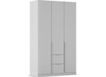 Drehtürenschrank OTTO HOME "Kleiderschrank Schrank Garderobe AGORDO mit Dekor- oder Hochglanzfront", grau (seidengrau), Schränke, B/H/T: 136cm x 229cm x 54cm, Griffe Alufarben, Holzwerkstoff, Drehtürenschrank, mit Außenschubkästen, Serie in 7 Breiten und 2 Höhen MADE IN GERMANY, B:136cm H:229cm T:54cm