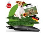 PfotenWunder® Hundeklo XXL 76*51cm, 2 Easy-Wash-Rasen + 1 Büchlein, Hundetoilette für kleine & große Hunde, festes Gras, Welpentoilette drinnen Welpenklo zuhause Gras Hundetoiletten Balkon Indoor WC Klo