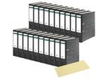 Schäfer Shop Select Ordner, A4, Rückenbreite 80 mm, Qualitäts-Hebelmechanik, Griffloch, 20 Stück, schwarz + gratis Trennstreifen, gelb, 100 Stück