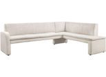 Eckbank EXXPO - SOFA FASHION "Cortado, elegant und modern mit hohem Sitzkomfort", weiß (beige), B:265cm H:88cm T:196cm, Samtvelour (Zusammensetzung: 100% PES), Sitzbänke, Eckbank, hohe Bodenfreiheit, schöne Detailverarbeitung