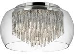 SEARCHLIGHT Deckenleuchte "Curva 4Lt Flush - Chrome Metal & Crystal Glass", silber (chrom), 4, Ø 35cm H: 18,5cm, 1 Stk., Leuchten, Deckenleuchte