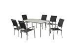 Gardenson , Schwarz, Silberfarben , Metall, Textil , Uni , Stühle stapelbar, Tisch mit Glasplatte ,