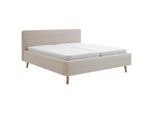 Xora Polsterbett, Beige, Holz, Esche, massiv, 180x200 cm, Reach, gepolstertes Kopfteil, in verschiedenen Größen erhältlich, Schlafzimmer, Betten, Polsterbetten