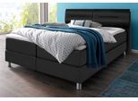 Boxspringbett MAINTAL, schwarz, Kunstleder, Liegefläche B/L: 160cm x 200cm, H2 + H2, 7-Zonen-Kaltschaummatratze, Bezug bei beige, anthrazit und hellgrau: pflegeleichter Strukturstoff (100% Polyester);Bezug bei weiß und schwarz: Kunstleder (100% Polyurethan);Spiegelfläche der Matratzen: Material angeben (100% Polyester), Komplettbetten, Boxspringbett, inkl. Topper