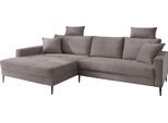 Ecksofa TRENDS BY HG "Summer", grau (b801 zoom 21 ash), B:278cm H:106cm T:174cm, 92% Polyester;8% Nylon, Sofas, Ecksofa, hochwertiger Stoff mit edlem Metallfuß