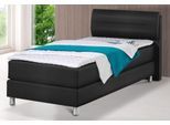 Boxspringbett MAINTAL, schwarz, Kunstleder, Liegefläche B/L: 100cm x 200cm, H3, Bonnell-Federkernmatratze, Bezug bei beige, anthrazit und hellgrau: pflegeleichter Strukturstoff (100% Polyester);Bezug bei weiß und schwarz: Kunstleder (100% Polyurethan);Spiegelfläche der Matratzen: Material angeben (100% Polyester), Komplettbetten, Boxspringbett, inkl. Topper