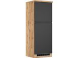 Kühlumbauschrank KOCHSTATION "KS-Virginia,neu in verbesserter Ausführung", schwarz (matt schwarz, wotaneiche), B:60cm H:166cm T:60cm, MDF, Schränke, Kühlumbauschrank, Breite 60 cm, Höhe 165 cm, Nische für Kühlschrank: B/H/T 56/88/55 cm