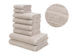 Handtuch Set OTTO HOME "Ognon, Duschtücher, Handtücher, Gästetücher, Zen, Scandi, Boho", beige (hellgrau), 8, Frottier, Frottier, Obermaterial: 100% Baumwolle, Handtuch-Sets, Handtuch Set, Muster, Hoch-Tief-Struktur, einfarbig, Handtuch-Set, 100% Baumwolle