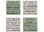 Leinwandbild OTTO HOME "Zuhause, Familie, Freunde, Heimat", farbe bild(er): schwarz, B:30cm H:30cm T:0,8cm, Canvas, Bilder, Leinwandbild, 4tlg. Set