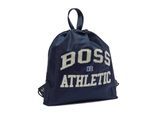 Boss Atletische trekkoordtas met leren rand (Marine)