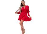 AX Paris Damesjurk van polyester met lange mouwen en skater-model (Rood)