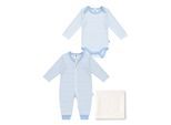 Erstausstattungspaket LILIPUT "Baby", Mädchen, Gr. 50/56, blau (weiß, hellblau), 100% Baumwolle, KOB Set-Artikel Erstausstattungspaket, mit Baby-Body, Strampler und Decke
