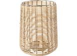 Windlicht OTTO HOME "Kerzenhalter Vallenay", braun (braun, silberfarben), H:22cm Ø:17cm, Massivholz, Metall, Kerzenhalter, Windlicht, aus Naturweide und Metall