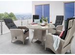 Garten-Essgruppe DESTINY "PALMA LUNA 4 HL + Tisch Ø 100x75cm vintage weiß", weiß (vintage weiß), Polyester, Aluminium, Polyester, Polyrattan, Sitzmöbel-Sets, Garten-Essgruppe, Aluminium, Polyrattan