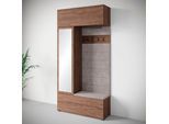 Garderoben-Set HOME AFFAIRE "TEJO", villa nussbaum, B:115cm H:231,9cm T:37,5cm, Holzwerkstoff, Kastenmöbel-Sets, Spiegel Schrank Element flexibel links/rechts einsetzbar