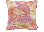 Dekokissen H.O.C.K. "Tropical" Gr. 2, rot (lachs, rosa, coral, gemustert), B:50cm H:10cm L:50cm, Polyacryl, Dekokissen_Sitzkissen_Kissenhüllen, Kissenhülle mit Füllung, 1 Stück