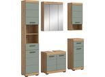 Badmöbel-Set WELLTIME "SIENA, 5 teilig, bestehend aus:", grün (artisan eiche nachbildung, salbei), B:164cm H:191cm T:34cm, Holzwerkstoff, MDF, Kastenmöbel-Sets, Badmöbel-Set, Hochschrank, WBU, Spiegelschrank, Unterschrank, Hängeschrank